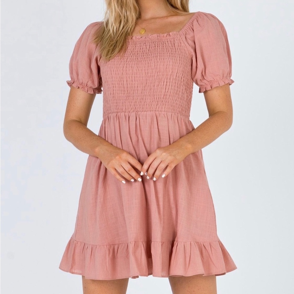 Princess Polly Pink Short Puff Sleeve Mini Dress
